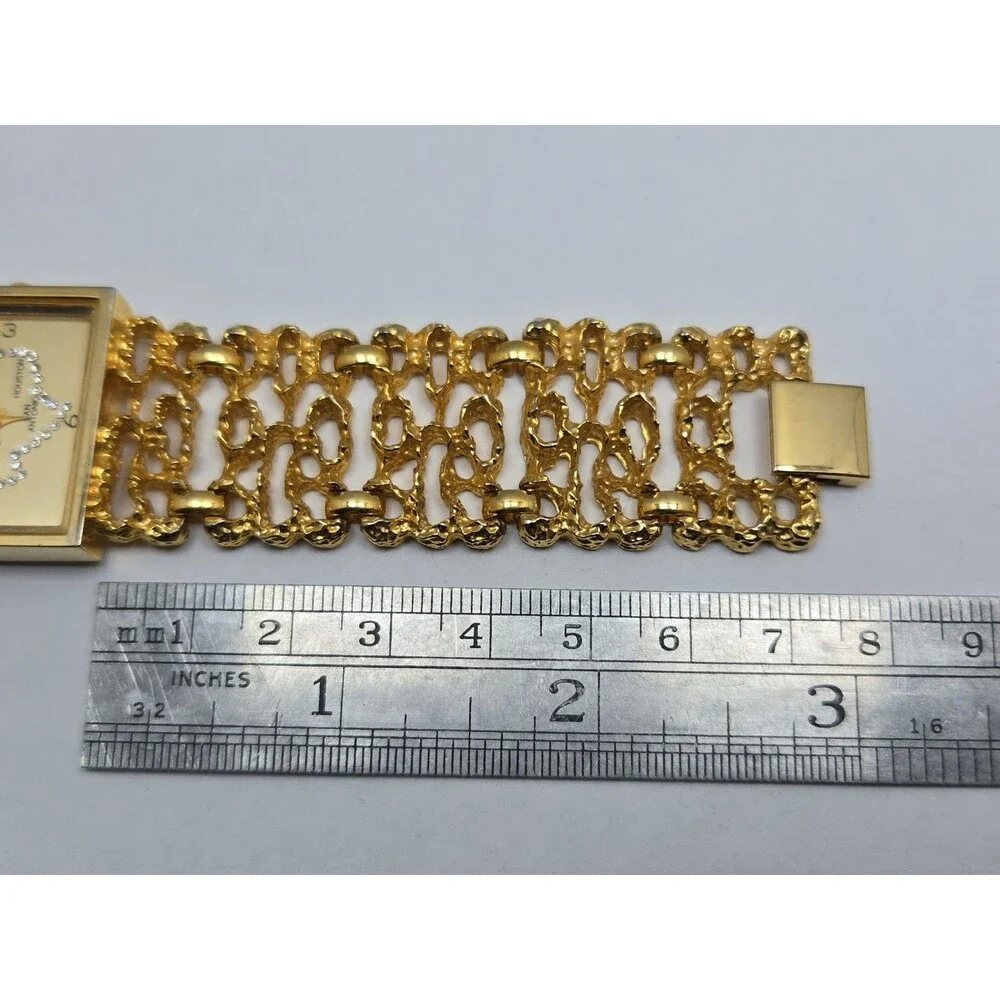 Lone Star Texas Rhinestone Map Quartz Gold Tone Nugget Watch Western New Battery